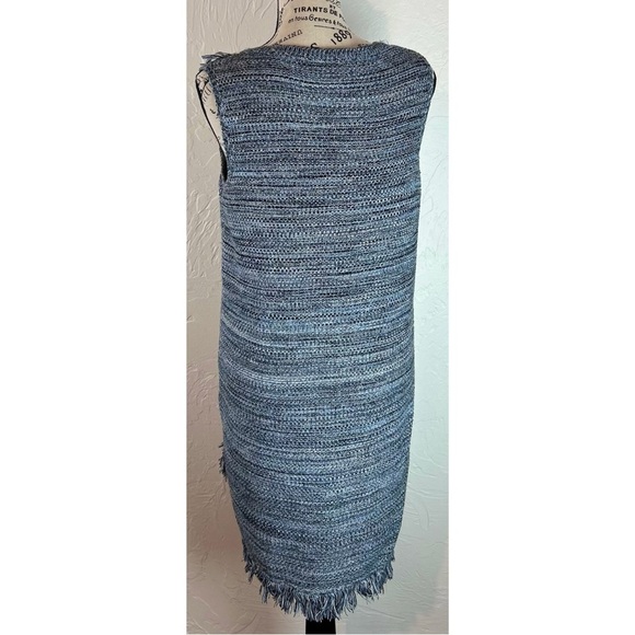 Anthropologie Holding Horses Blue Knit Sweater Dress Fringe Tweed Boho, size XS - Picture 6 of 12